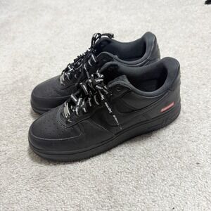 Nike Mens 8 Supreme Air Force 1 Low Black Leather Sneakers